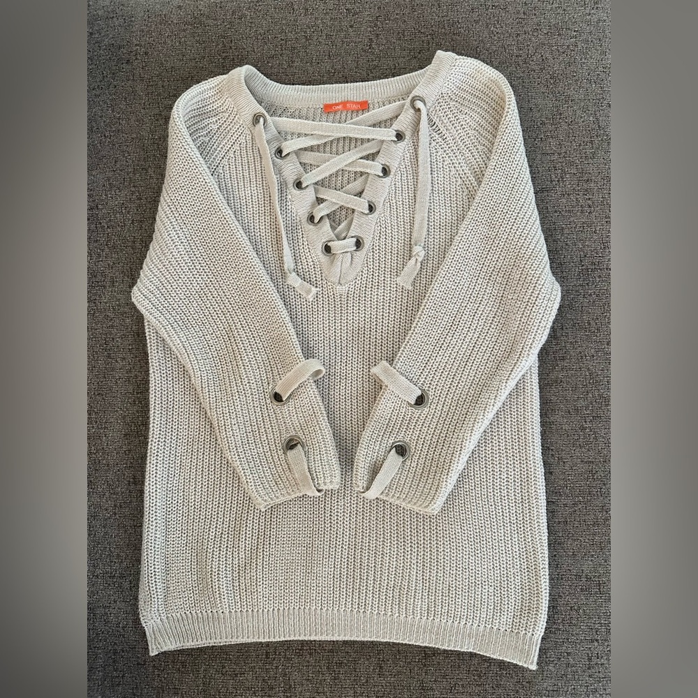 Fall Sweater with Shoestring Detailing